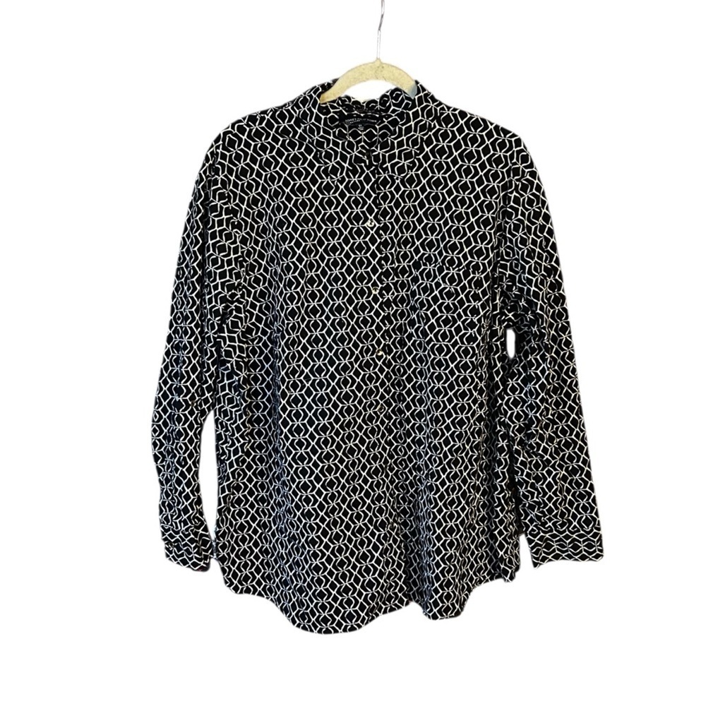 Jones New York Monochrome Stretch Blouse Size
